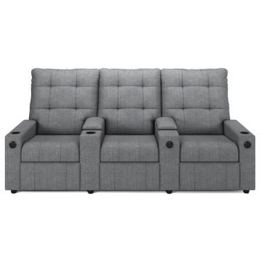 Imagem de Poltrona De Cinema Reclinável 3 Lugares Baú Usb Mallie Fh9 Linho Cinza - Mpozenato