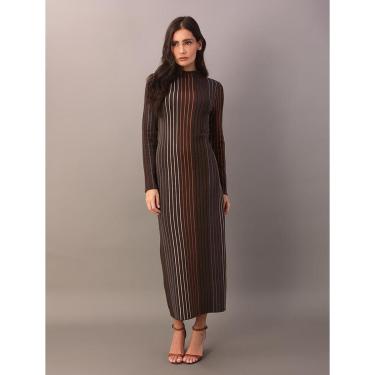 Imagem de Vestido de Tricot Calvin Klein  Canelado Com Filetes c-Feminino