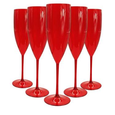 Imagem de 10 Taças De Champanhe Acrílico Cristal Colorido 160Ml - M&Ca. Plástico