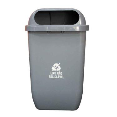 Imagem de Lixeira para Coleta Seletiva de Não Reciclável 50 Litros Cinza - Propo