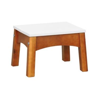 Imagem de Banco Infantil Áustria Madeira Maciça Assento MDF Laqueado Amêndoa/Bra