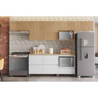 Imagem de Kit Cozinha Modulada 6 Peças Rainha (4aéreos+2balcões) C6p88 Nature-branco - Nesher