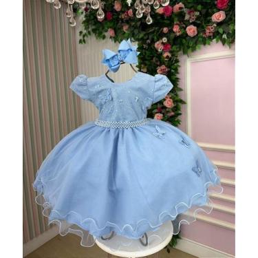 Imagem de Vestido Infantil Vitoria Kids Leticia Azul Bebê - Elegante e Delicado,