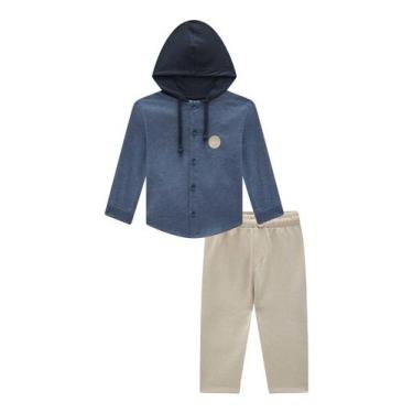 Imagem de Conjunto Camisa com Capuz Moletom Menino LucBoo, Azul, 1