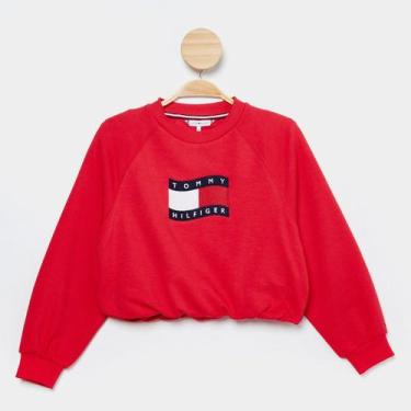 Imagem de Moletom Infantil Tommy Hilfiger Wave Flag Crewneck Menino, Vermelho, 1