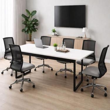 Imagem de Mesa de Reunião Industrial 2,00 x 0,90 - Maiart, Branco