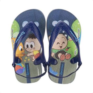 Imagem de Chinelo Infantil Ipanema Baby Turma Da Mônica Com Elástico, Azul, 19