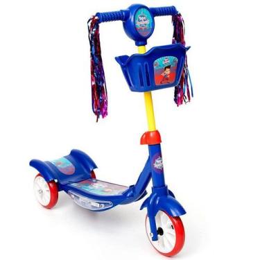 Imagem de Patinete Infantil com 3 Rodas LUZ LED Turma da Aventura Unitoys, Azul