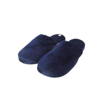 Imagem de Pantufa adulto de poliester lisa - Eu Quero Presentear, Azul marinho 3