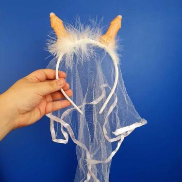 Imagem de Tiara Véu de Noiva com Pluma e Mini Pênis - FestaChic