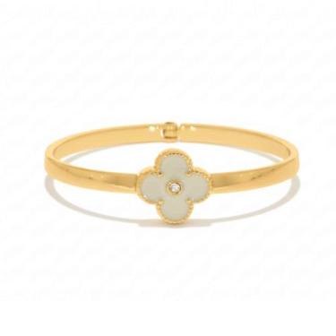 Imagem de Bracelete Trevo Branco- Banhado em Ouro 18k - Tri Gata