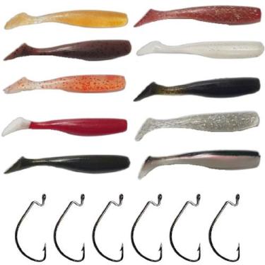 Imagem de Isca Artificial Minhoca de silicone e anzol Shad kit 10 unid - DOA, 10