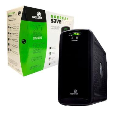 Imagem de Estabilizador Save Home 600VA com Tecnologia Interativa Senoidal e Bivolt Automático Preto Ragtech