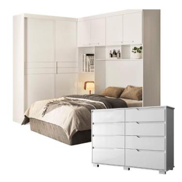 Imagem de Guarda Roupa Florença e Cômoda Georgia 2 Peças 6 Portas 13 Gavetas Mov