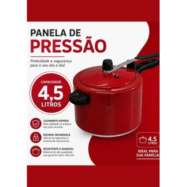 Imagem de Panela de Pressão Vermelha 4,5L - Cozimento rápido e eficiente! - maçã