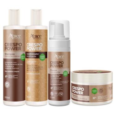 Imagem de Kit Crespo Power Shampoo, Condicionador, Mousse e Máscara Ápice Cosmét