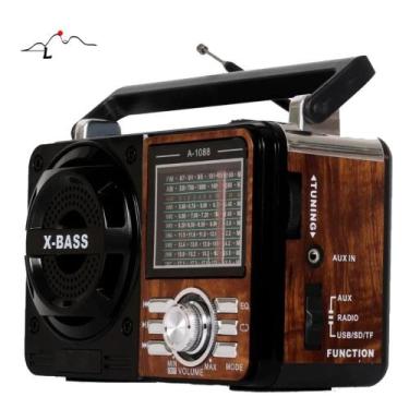 Imagem de Rádio Retrô Vintage Bluetooth Lanterna Recarregável na Tomada Pilha Am