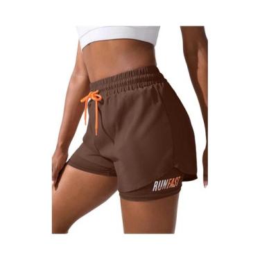 Imagem de Shorts Femininos De Yoga E Corrida Com Cintura Alta, Elásticos E Efeit