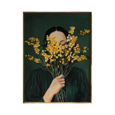 Imagem de Pôster De Arte Abstrata De Mulher Com Flores, Estilo Japandi Minimalis