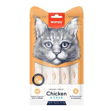 Imagem de Petisco Wanpy Cremoso para Gatos Sabor Frango e Caranguejo 14g