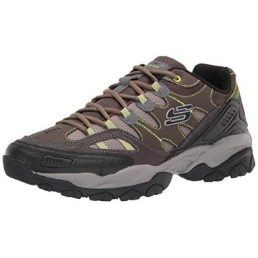 Imagem de Skechers Tênis masculino Skechers Sparta 2.0 de couro e malha com cadarço, Oliva/Preto, 40