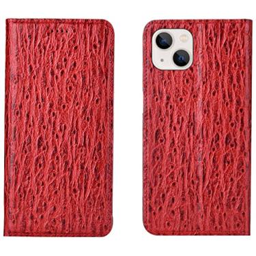 Imagem de LAHappyL Capa carteira para iPhone 13 Pro Max/13 Pro/13/13 Mini capa de couro legítimo com suporte para cartão e fecho magnético, capa protetora à prova de choque, vermelha, 13 mini 5,4 polegadas