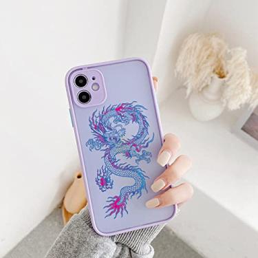 Imagem de Capa de celular fashion cartoon dragão para iPhone X XR XS 11 12 13 pro max Mini Plus 7 8 Plus SE 2020 Casco protetor, dragão roxo 2, para iPhone Xr