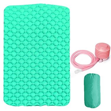 Imagem de GQYYS Tapete de acampamento duplo, colchão inflável para dormir para 2 pessoas, compacto e leve – para caminhadas, mochilão, barraca com bomba de pé
