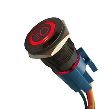 Imagem de ESUPPORT 12 V carro veículo luz LED vermelha feixe principal botão de pressão metal interruptor tomada tomada trava fio 19 mm concha preta