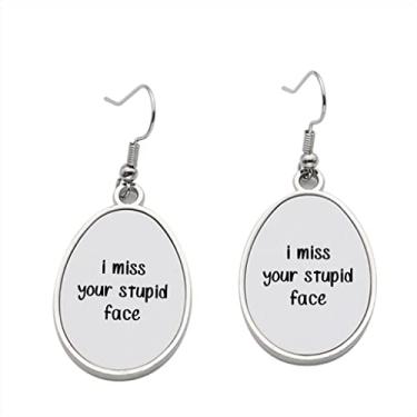 Imagem de Brinco I Miss your stupid face - Brincos com pingente para meninas - Presente de festa de aniversário dos namorados