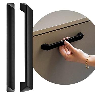 Imagem de Puxador 355 Alça Contemporâneo Para Móvel Sala Quarto 192mm (Preto Fosco)