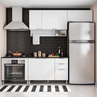 Imagem de Cozinha Compacta Bartira Rubi com 5 Portas, 3 Gavetas e 3 Prateleiras - 202,2cm de largura