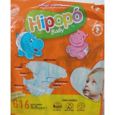 Imagem de Fralda Infantil Hipopo Baby Jumbinho G C/16