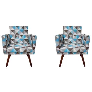 Imagem de Kit 2 Poltronas Nina Sala De Estar Triangulo Azul