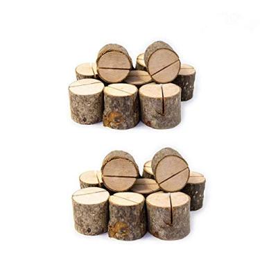 Imagem de Rustic Wood Table Numbers Holder Wood Place Card Holder Party Wedding Table Name Card Holder Memo Note Card (20pcs)