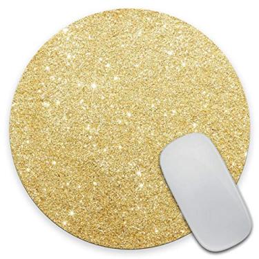 Imagem de Amcove Mouse pad redondo dourado com glitter para jogos design personalizado, mousepad quadrado de borracha antiderrapante da moda para suporte de presente Computadores Laptop 7,9 x 7,9 x 0,12 polegadas