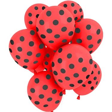 Imagem de Balões de látex biodegradáveis de bolinhas pretas da Qualatex com 28 cm (12 unidades)