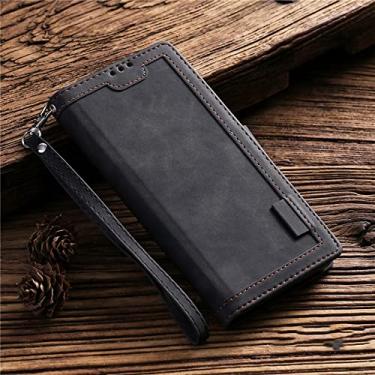 Imagem de Capa magnética de couro retrô para iPhone 14 13 12 Mini 11 X XS Pro Max XR 8 7 6 6s Plus SE 2020 2022 Flip Wallet Cards Phone Cover, Black, For iPhone 11 Pro