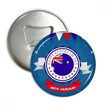 Imagem de Emblema multifuncional com ímã de geladeira e estampa Happy Australia Day