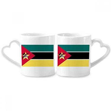 Imagem de Moçambique Conjunto de canecas de porcelana de casal de países África Conjunto de canecas de cerâmica para amantes de coração