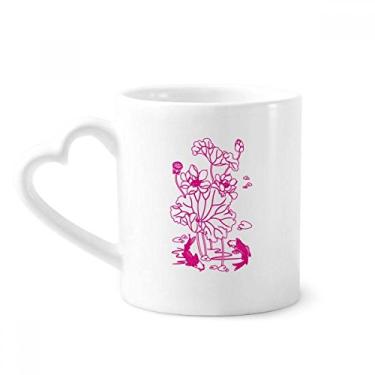 Imagem de Flor de lótus flor de lótus raiz de peixe caneca de água café cerâmica copo de coração de vidro