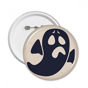 Imagem de Emblema de Halloween Fantasma Preocupado Feliz Redondo Broche Emblema Decoração Acessório 5 peças