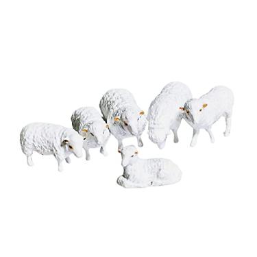 Imagem de predolo 1/87 Resin Figurines Farm Pasture Figure Excellent Workmanship Desk Decoration Small Statue Scenery Landscape Layout Cute Painted , 6 Sheep