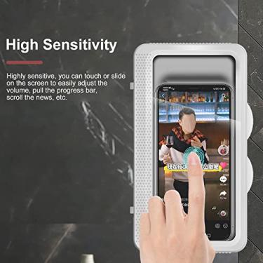 Imagem de Estojo de telefone de banheiro à prova d'água de parede suporte de telefone tocável para armazenamento de telefone estojo selado