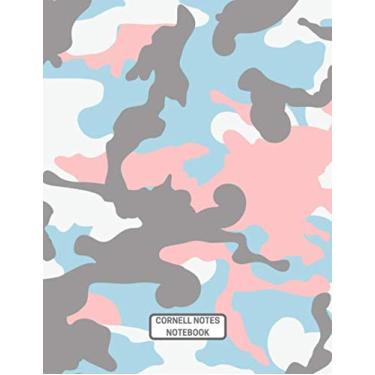 Imagem de Caderno de notas Cornell: Design camuflado rosa, azul e cinza para fazer notas do ensino médio e faculdade, além de uso no escritório