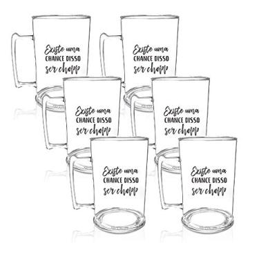 Imagem de Kit 6 Canecas de Chopp Acrílico Personalizadas - Chance De Ser