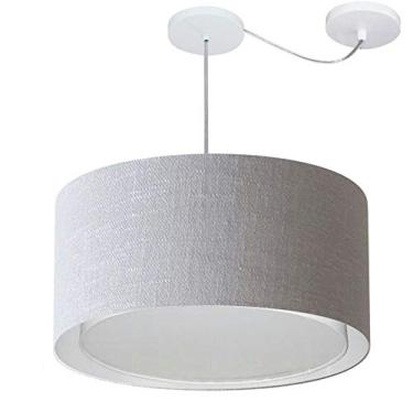 Imagem de Lustre Pendente Cilíndrico com Desvio de Centro Cúpula Tecido 30/50x40 cm, Vivare Iluminação, Pendente4315 CZ, Cinza, Médio