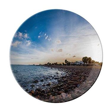 Imagem de Prato decorativo de porcelana com pedra do oceano para praia e jantar