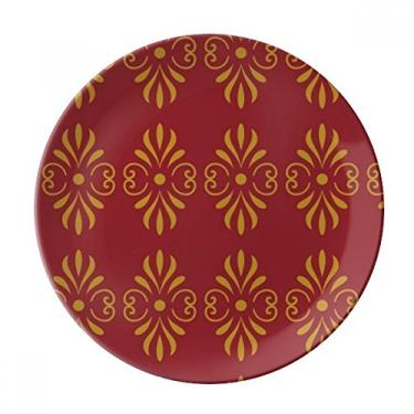 Imagem de Prato decorativo vermelho dourado da Tailândia com padrão decorativo de porcelana Salver louças de jantar