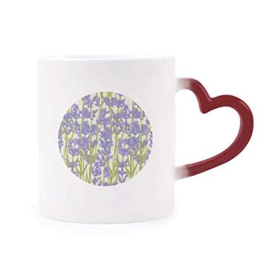 Imagem de Caneca de flor com pintura de plantas lavanda sensível ao calor vermelha muda de cor